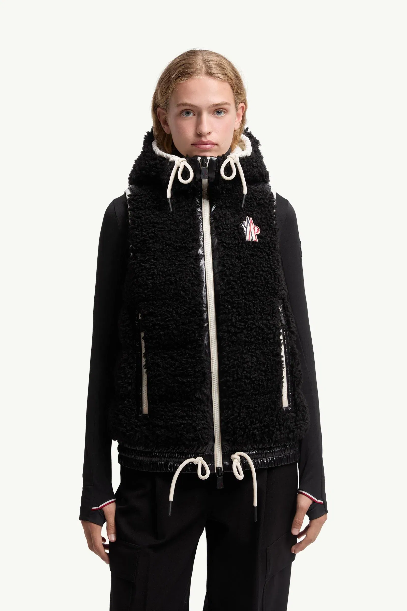 Moncler Teddy Hooded Insulated Vest Black Black