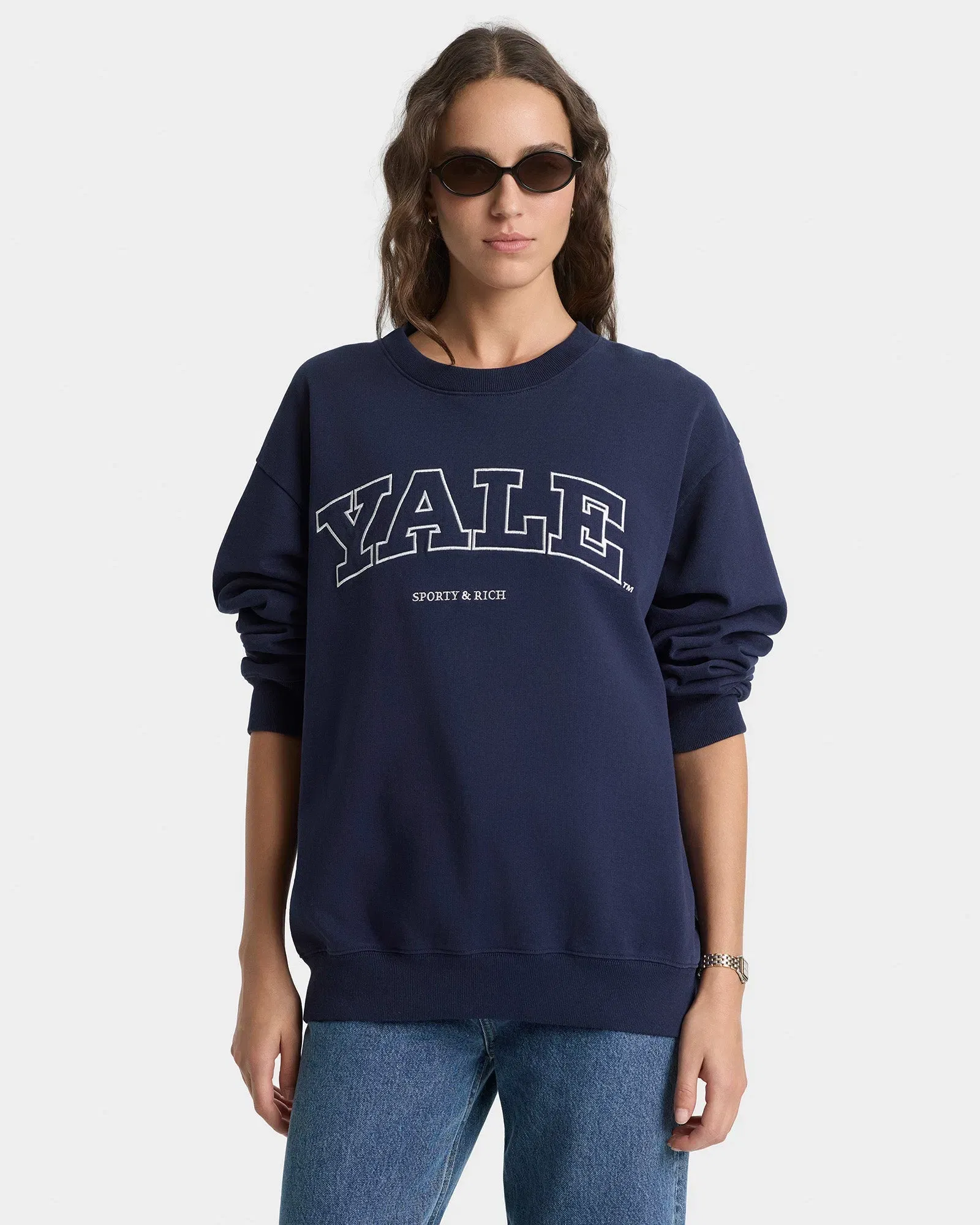 Yale Ivy Crewneck - Navy/White