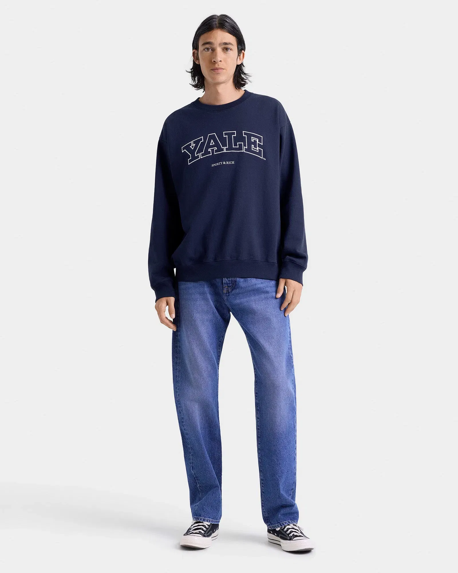 Yale Ivy Crewneck - Navy/White