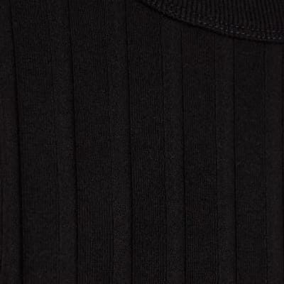Black Sleeveless Wide Ribbed Tank Top