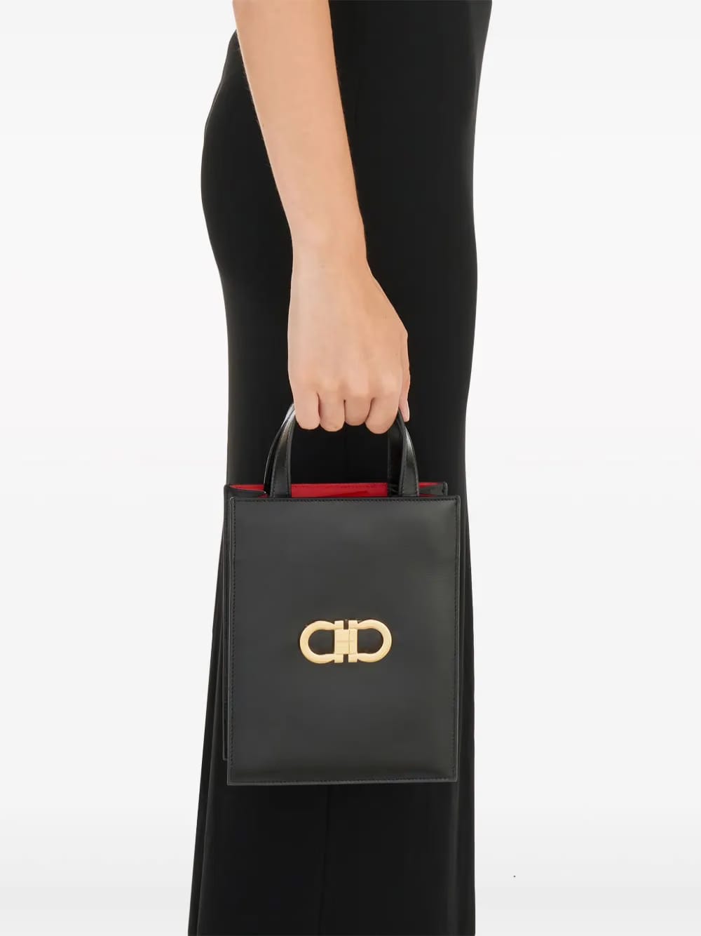 Gancini-plaque leather minibag