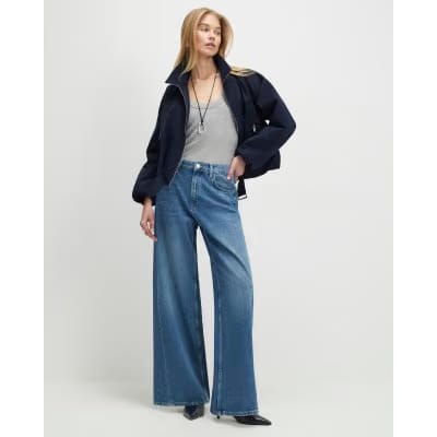 Blue Classic Wide Leg Jeans