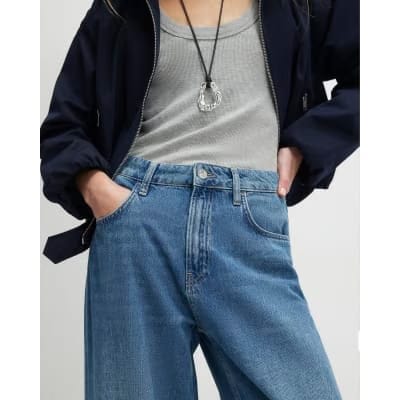 Blue Classic Wide Leg Jeans