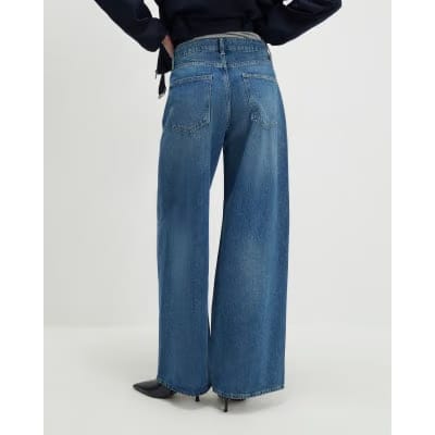 Blue Classic Wide Leg Jeans