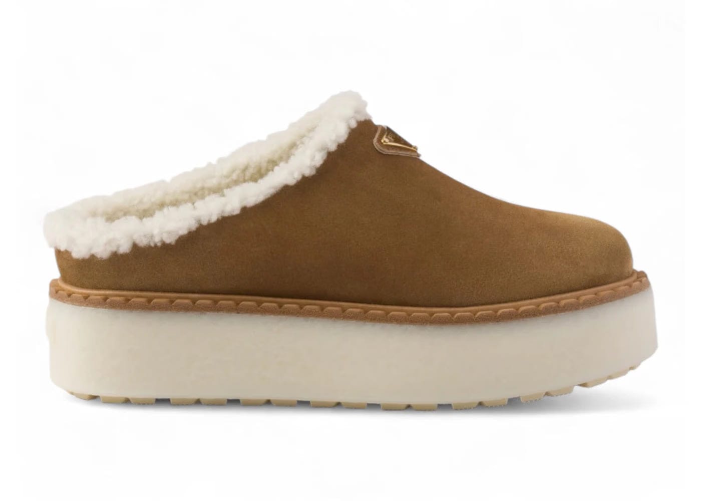 Prada Suede Clogs Cinnamon Womens