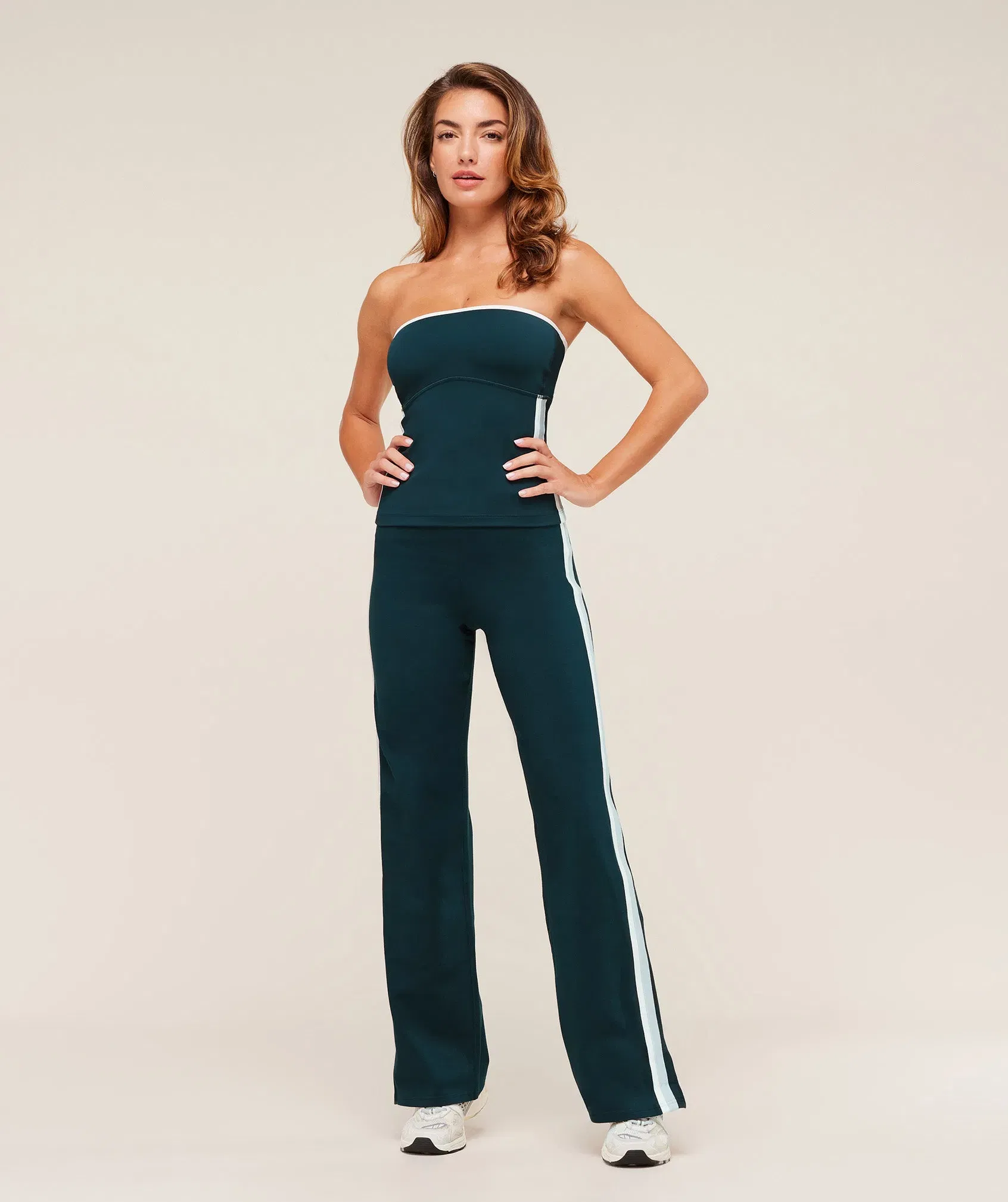 Women's Gymshark Piping Wide Leg Pants Deep Petrol Blue