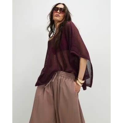 Red Metallic Knitted Cape