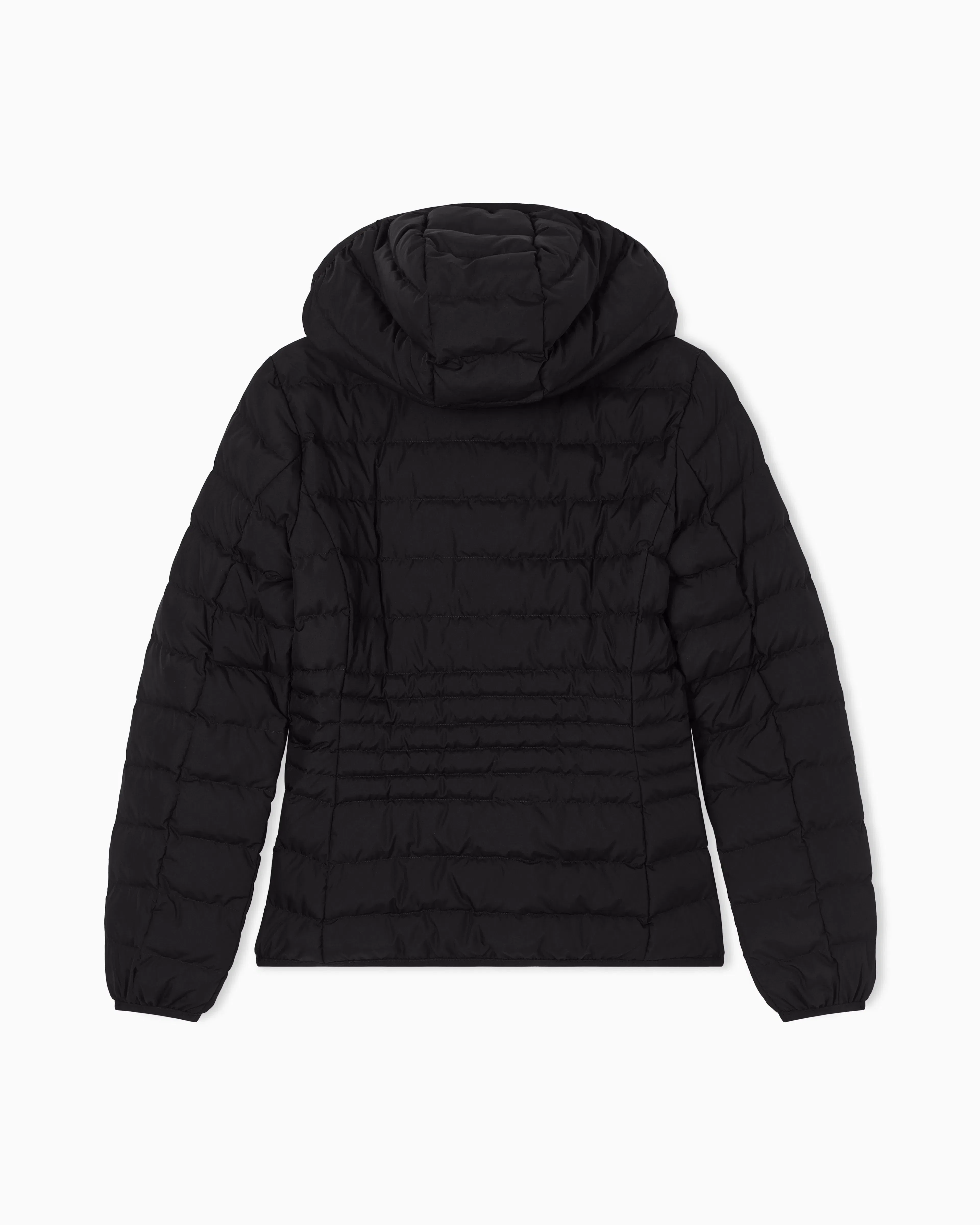 EA7 Padded jacket in technical fabric with a hood and zipper