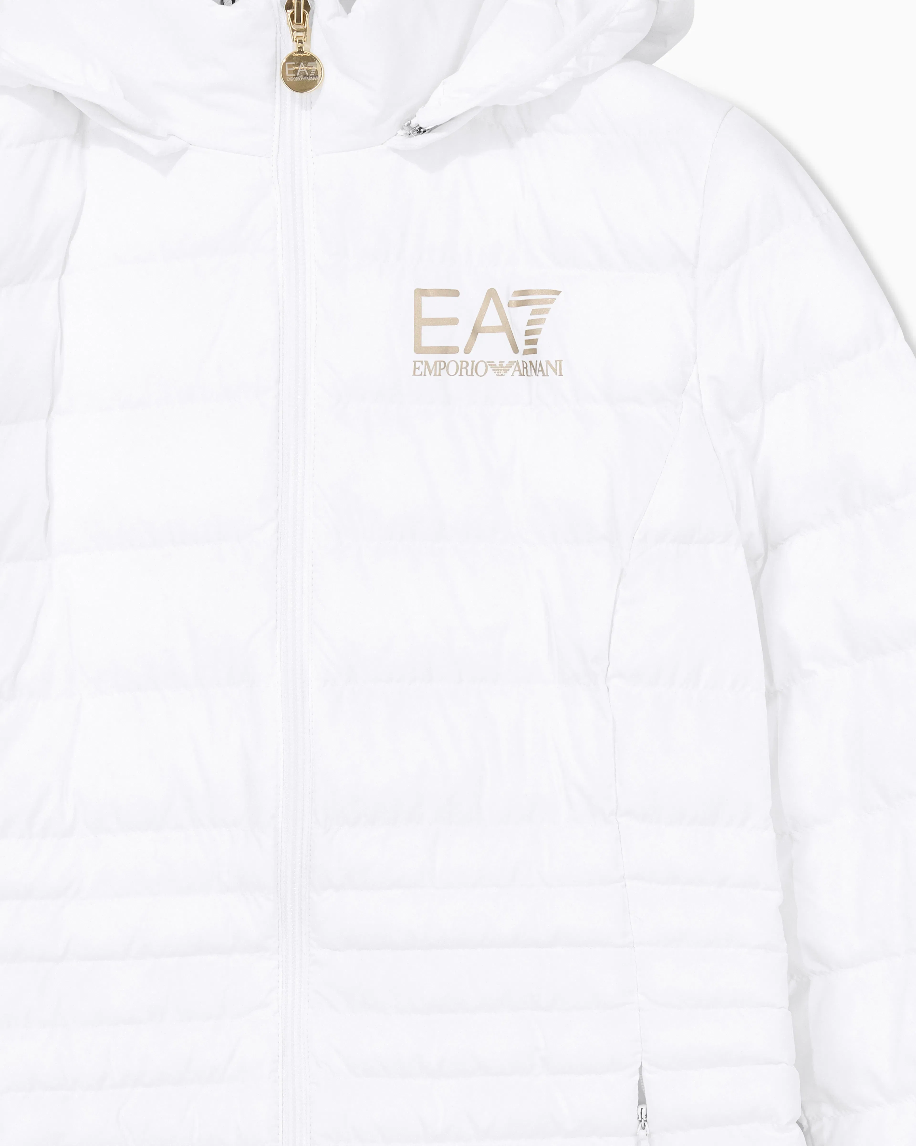 EA7 Padded jacket in technical fabric with a hood and zipper