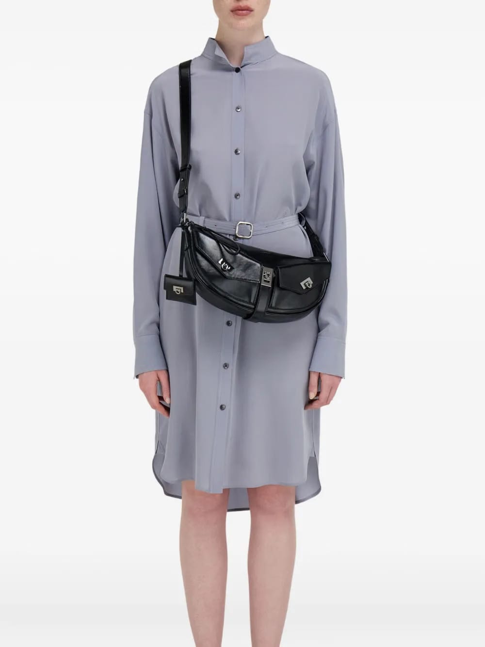 small gancio-embellished curved shoulder bag