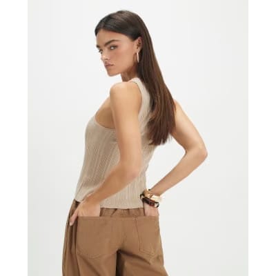 Beige Buckle Knitted Vest