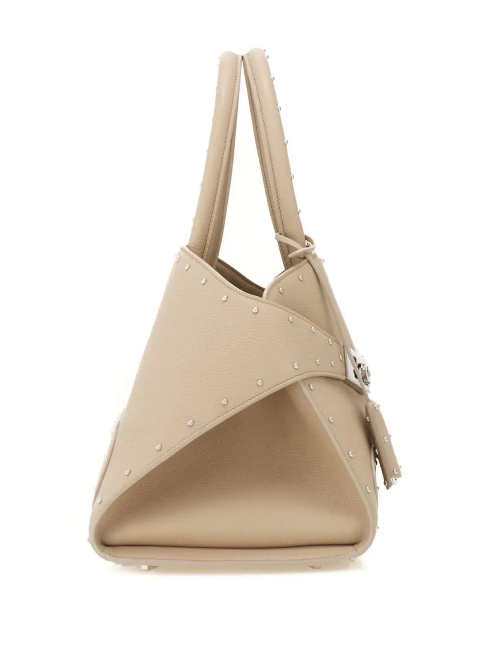 stud-embellished structured tote bag