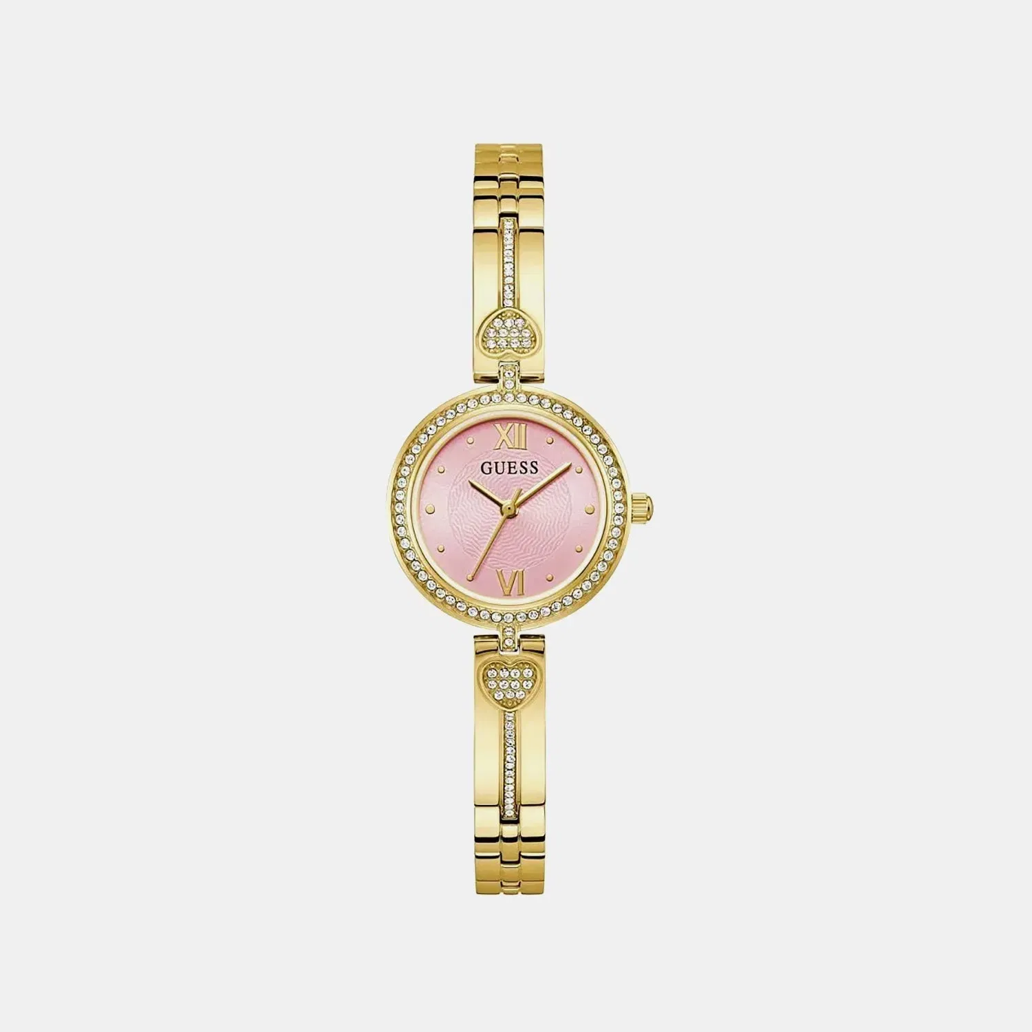 Guess Gb Lovey Women Quartz Pink Dial Analog Stainless Steel Gw0655L5