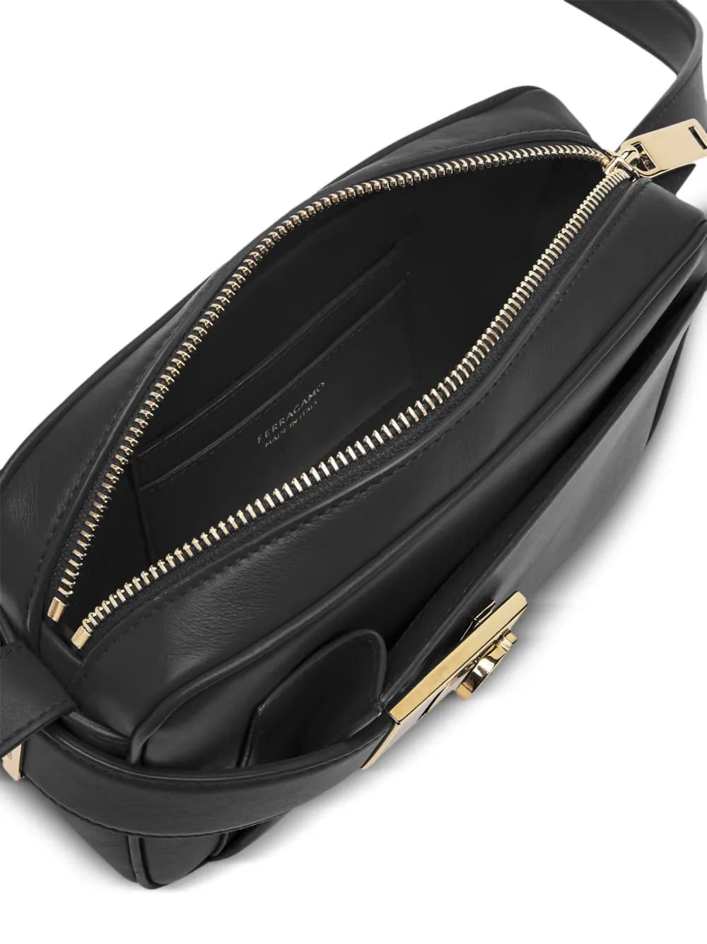 Gancini-buckle leather crossbody bag