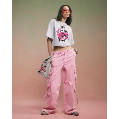 Grey Year Zero Embellished Crop T-Shirt