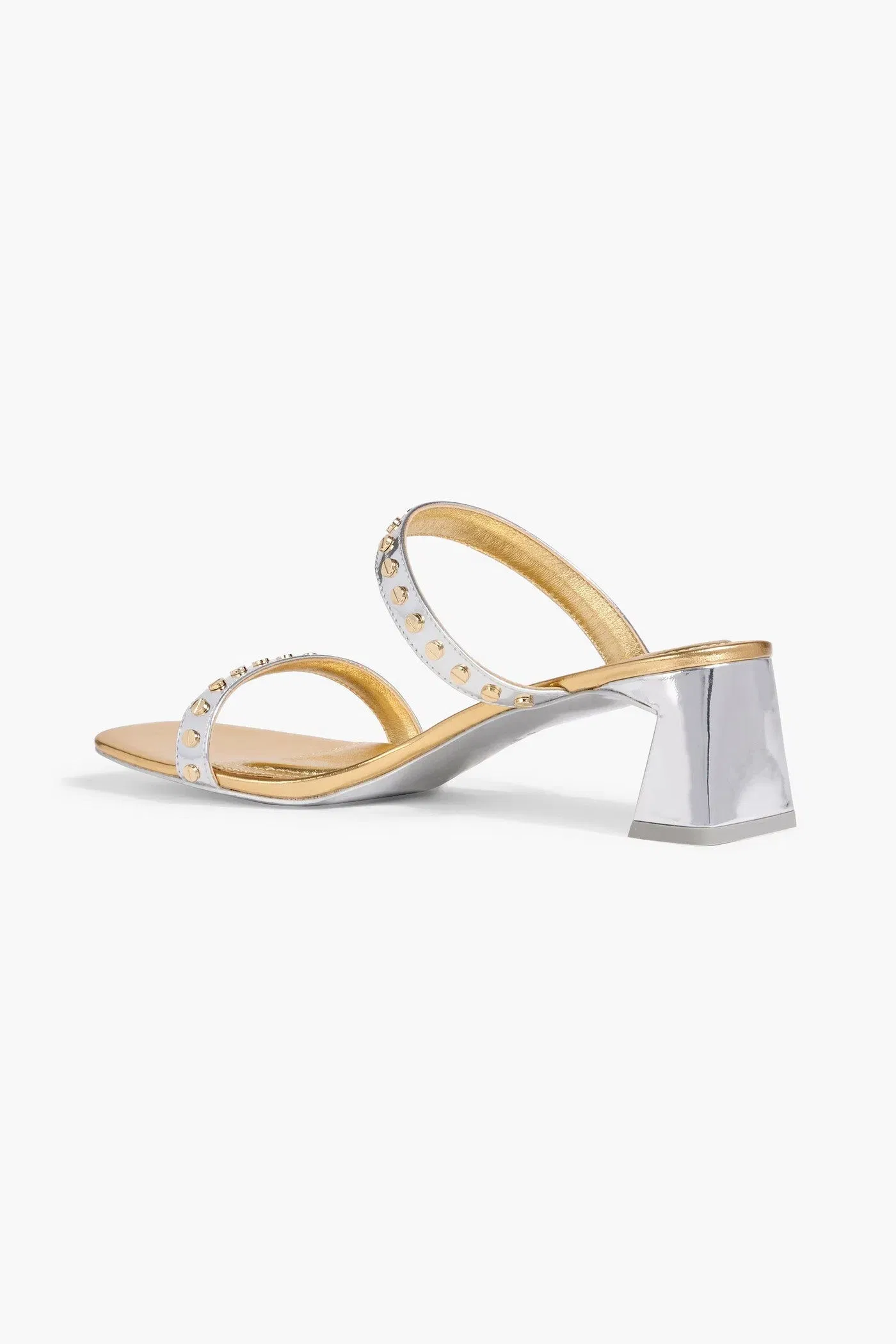 Simkhai Studded Mirrored-Leather Mules Silver Women's