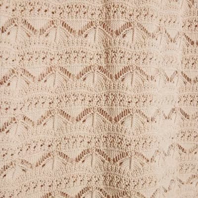Cream Crochet Knit Boat Neck Mini Dress