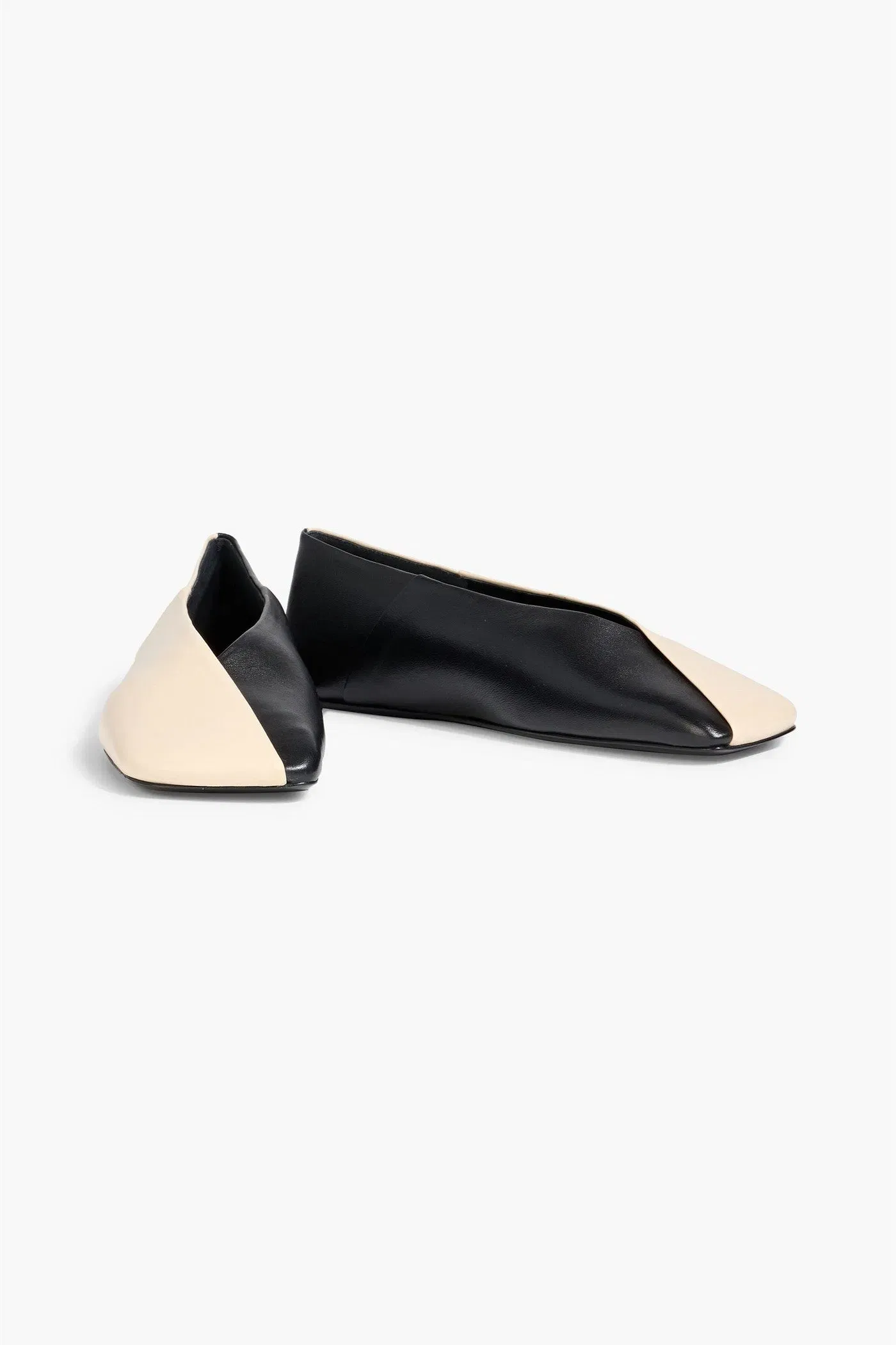Jil Sander Two-Tone Leather Ballet Flats Ivory Women's