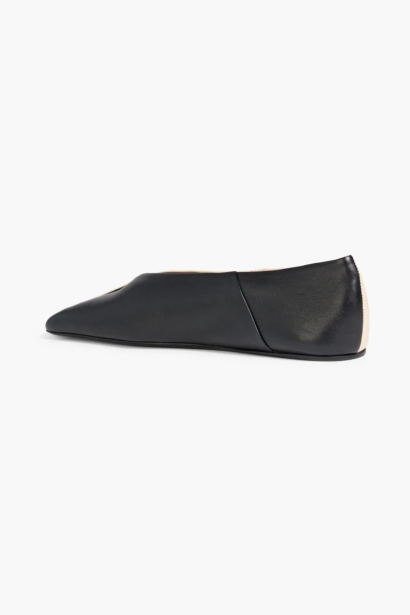 Jil Sander Two-Tone Leather Ballet Flats Ivory Women's