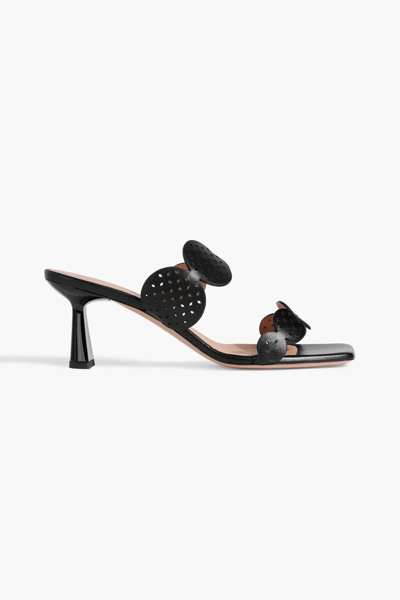 Malone Souliers Trish 65 Laser-Cut Leather Mules Black Women's