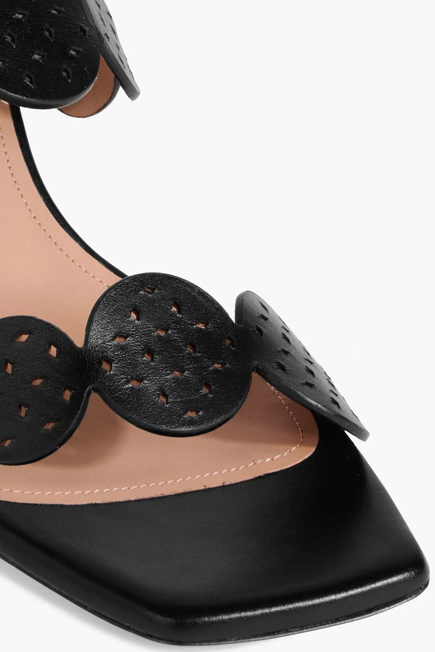 Malone Souliers Trish 65 Laser-Cut Leather Mules Black Women's