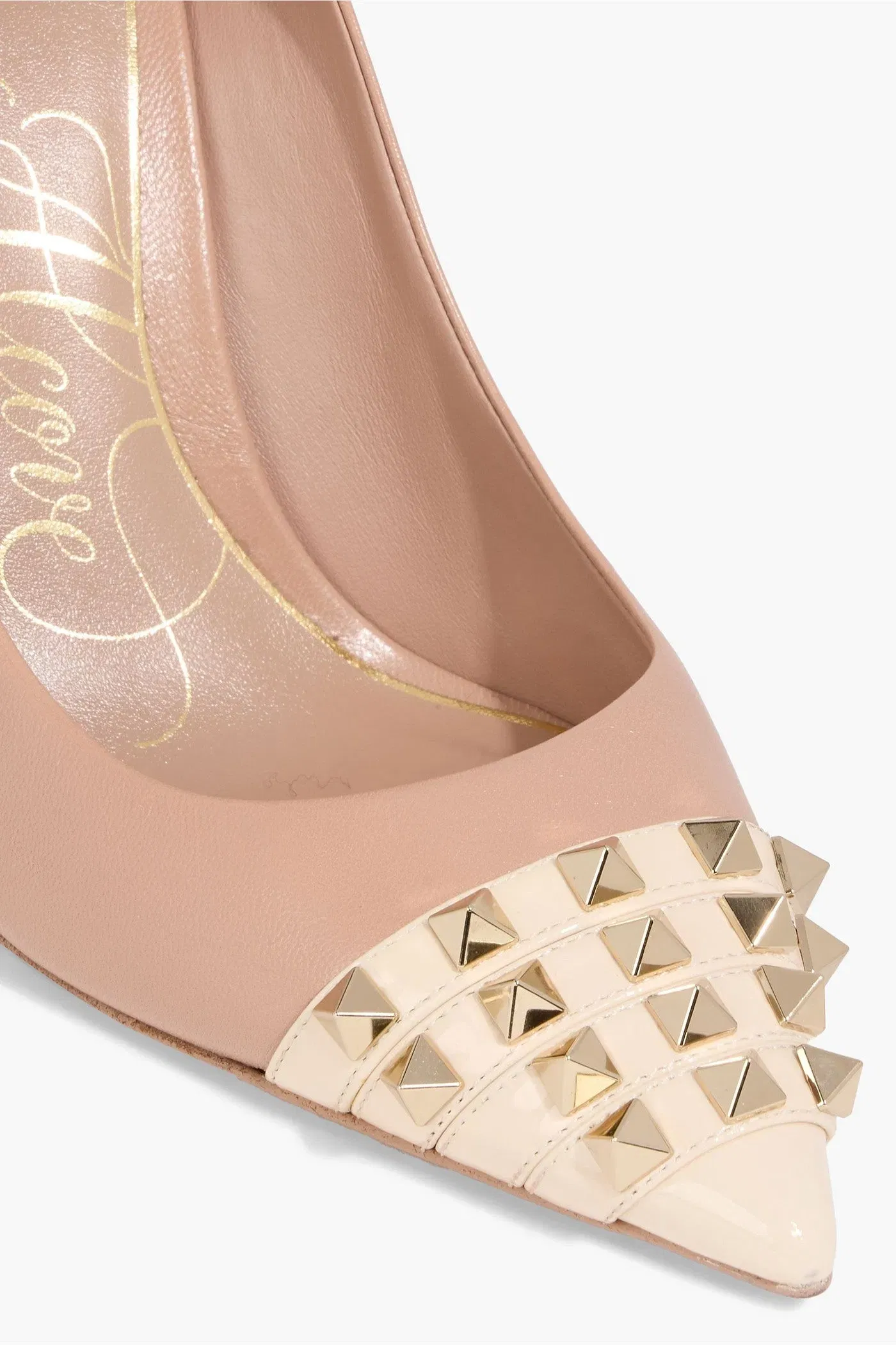 Valentino Garavani Rockstud Alcove Two-Tone Leather Pumps Blush Women's