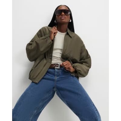 Khaki Bubble Hem Jacket