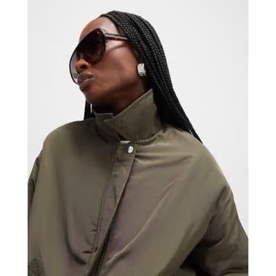 Khaki Bubble Hem Jacket
