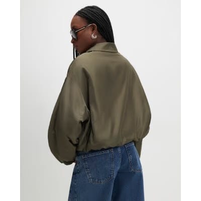 Khaki Bubble Hem Jacket