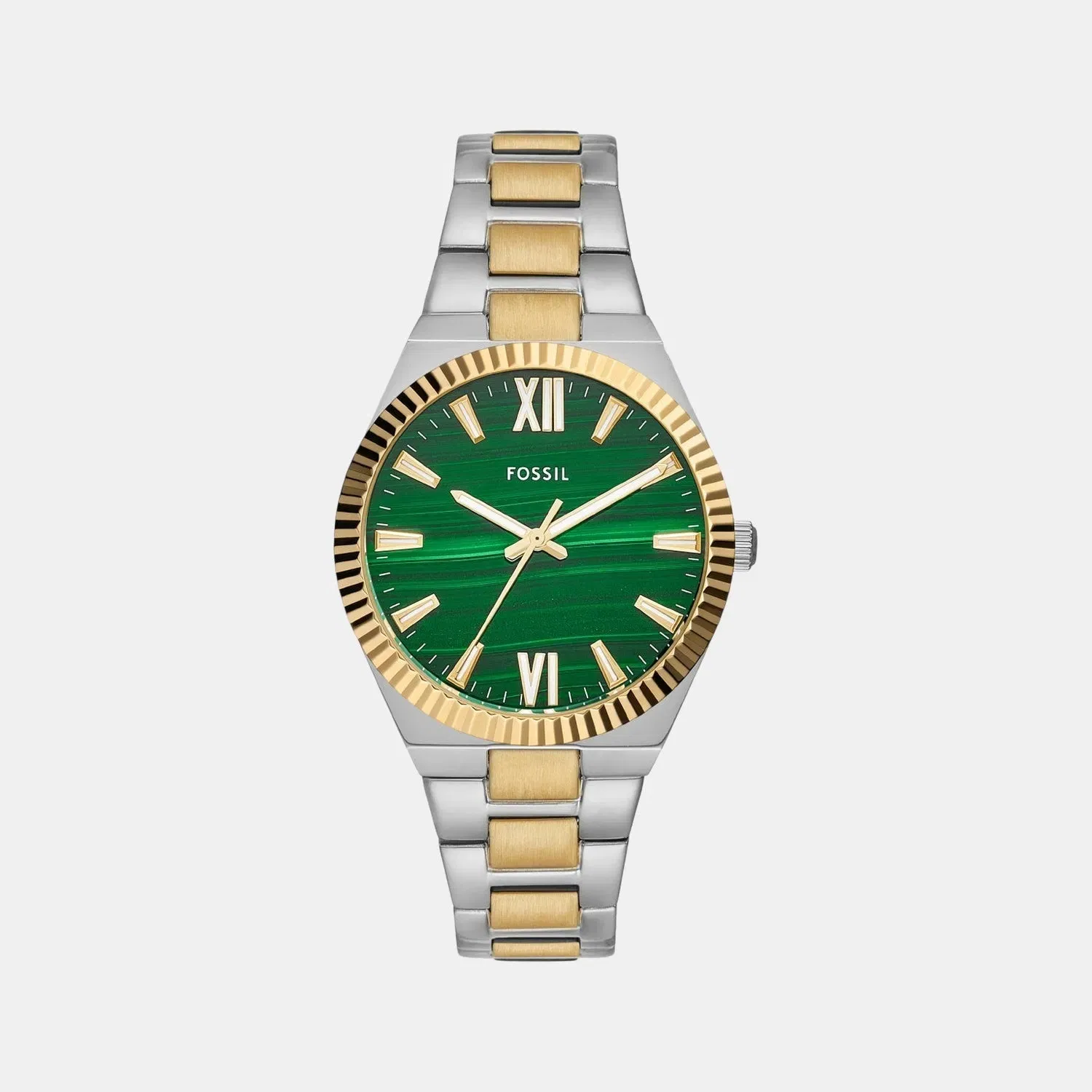 Fossil Scarlette Women Quartz Green Dial Analog Stainless Steel Watch Es5334