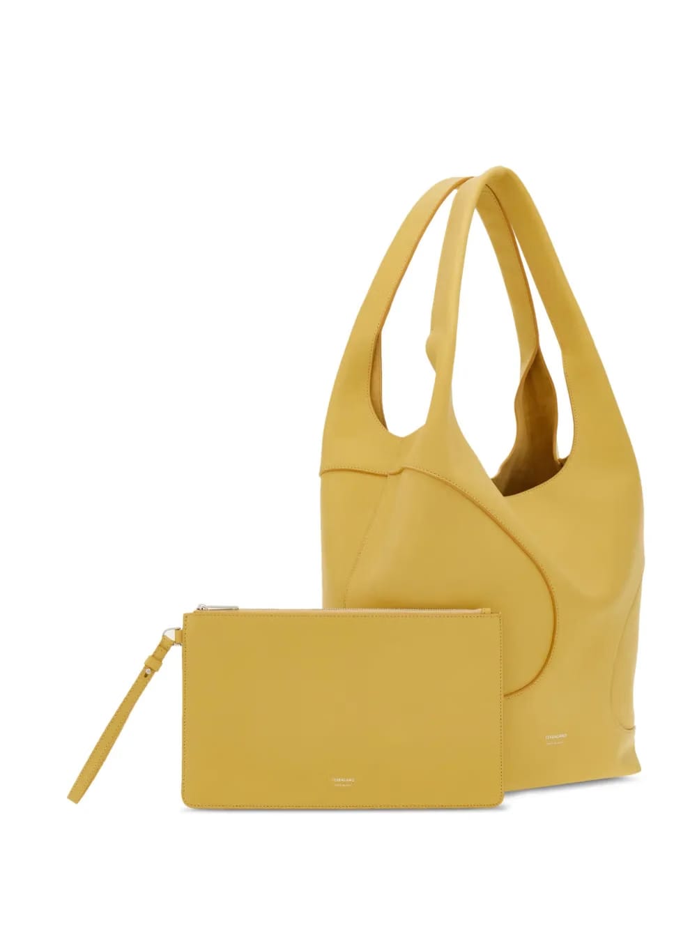 debossed-logo panelled leather bag
