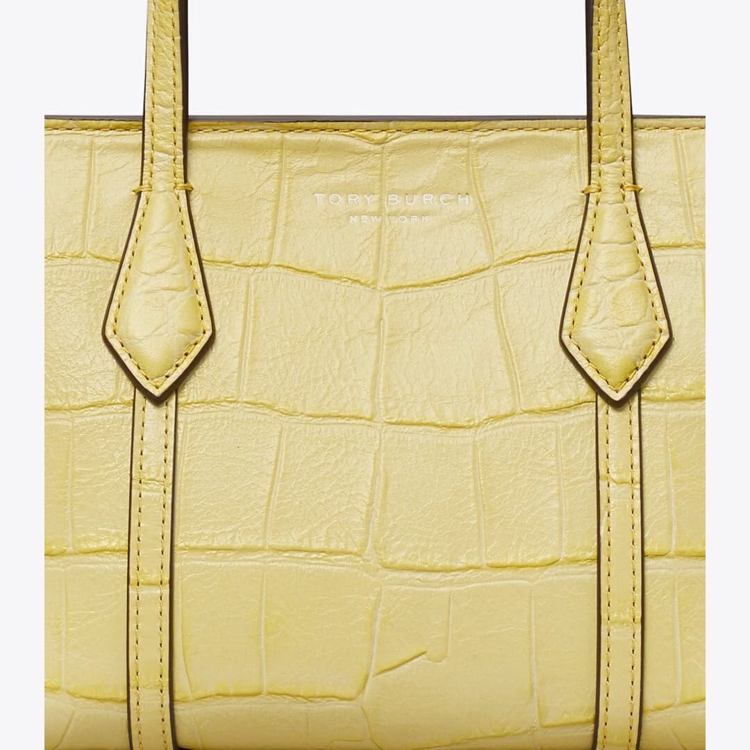 Tory Burch Mini Perry Embossed Tote Yellow Sky