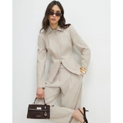 Beige Tailored Shacket