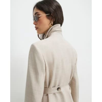Beige Tailored Shacket