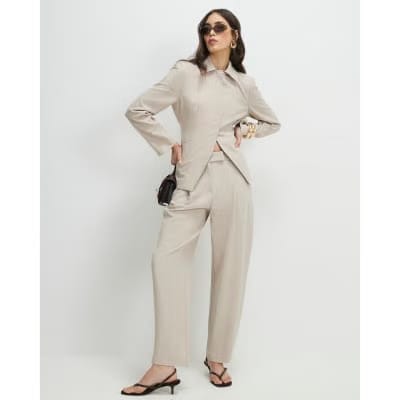 Beige Tailored Shacket