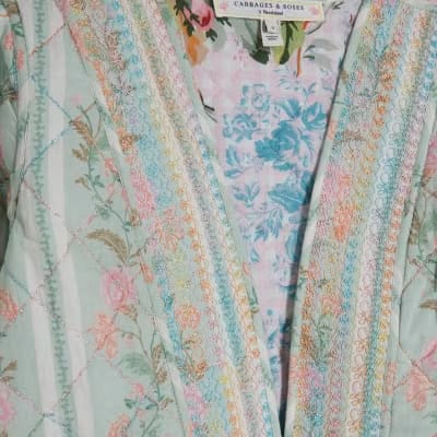 Green Floral Print Quilted Jacket