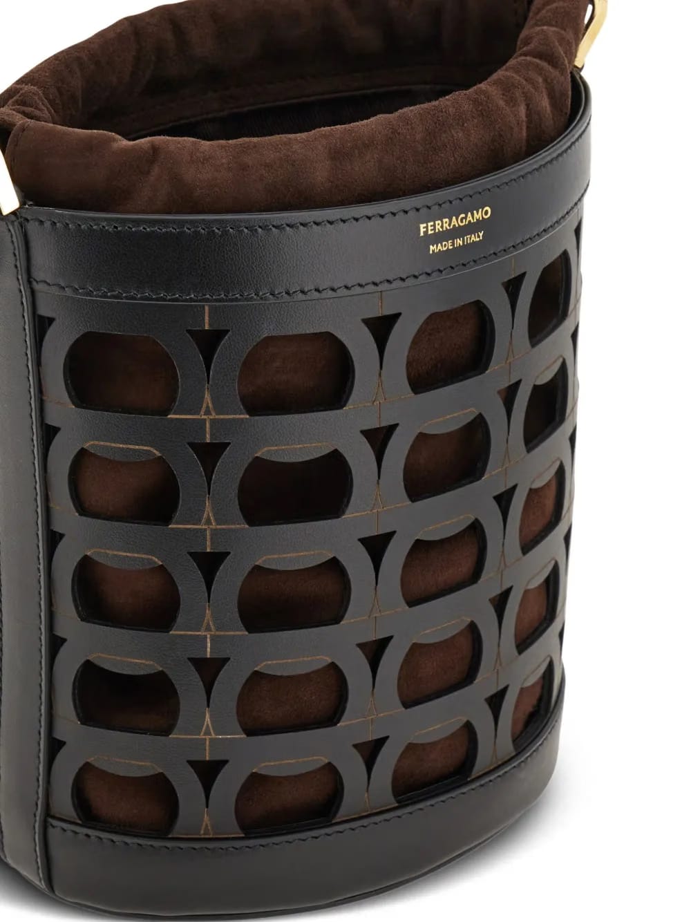 Gancini laser-cut bucket bag