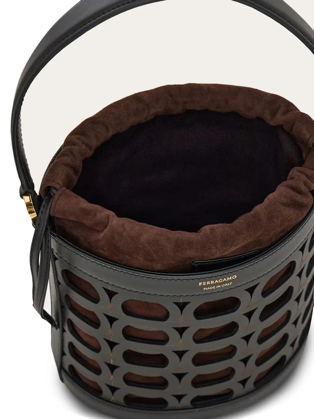 Gancini laser-cut bucket bag