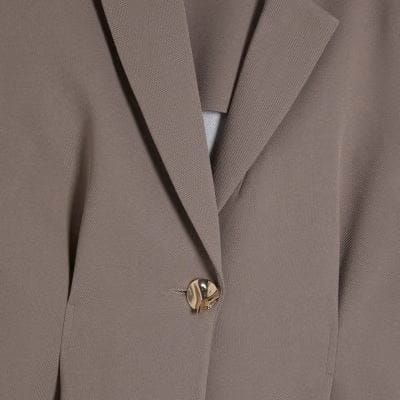 Beige Cinched Waist Blazer