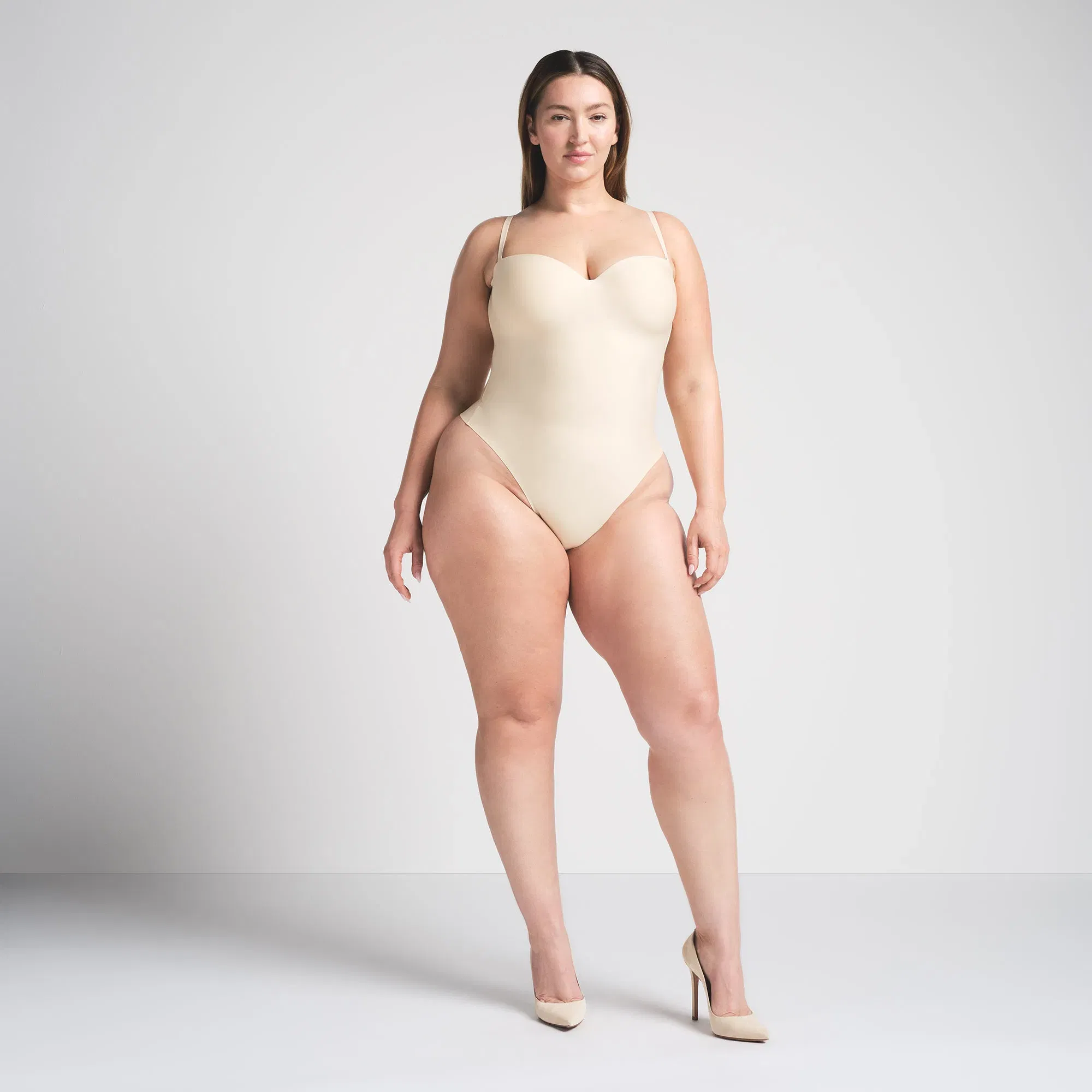 SKIMS BODY UNDERWIRE THONG BODYSUIT | SAND