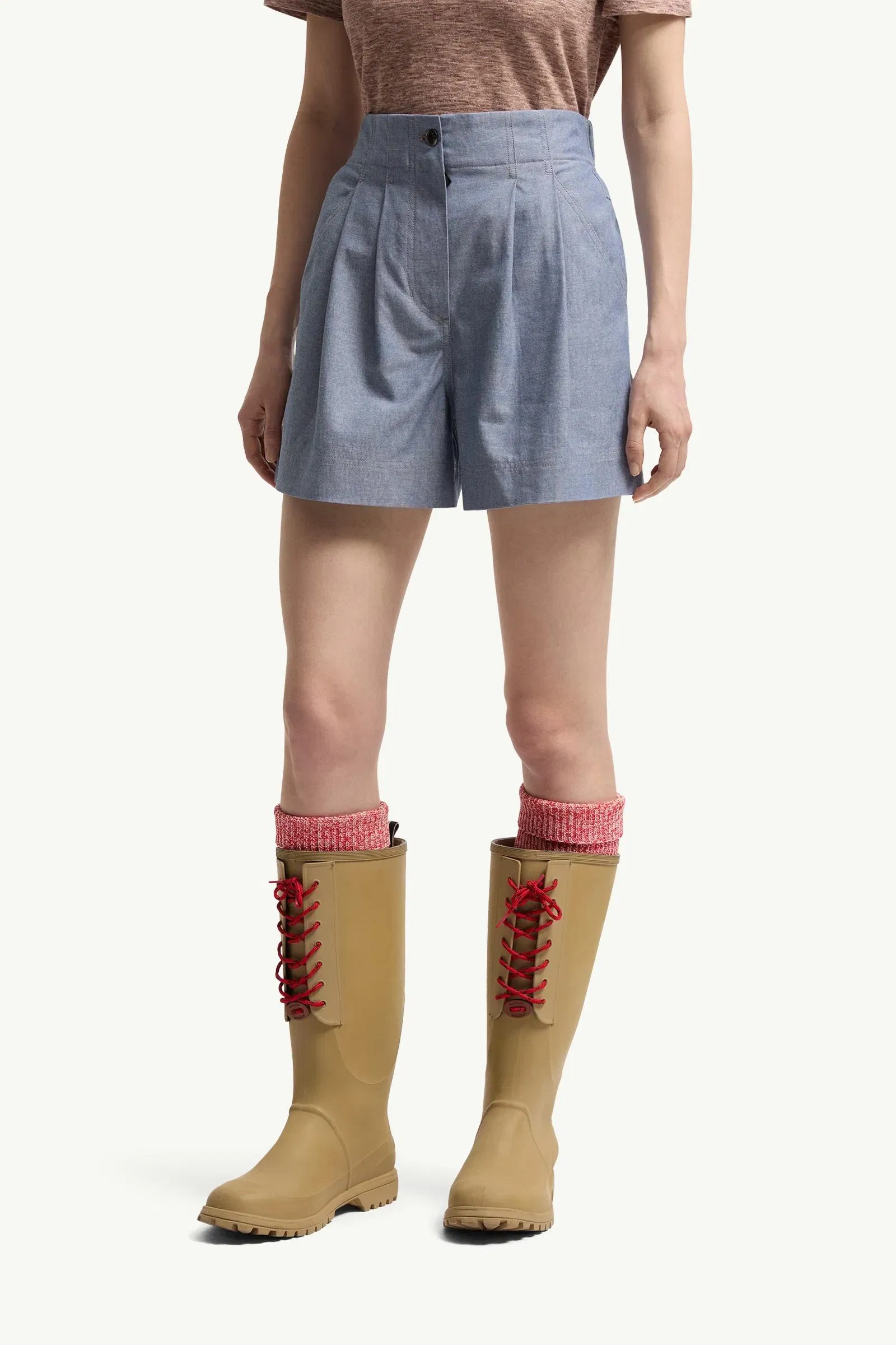 Moncler Chambray Shorts Powder Blue Powder Blue