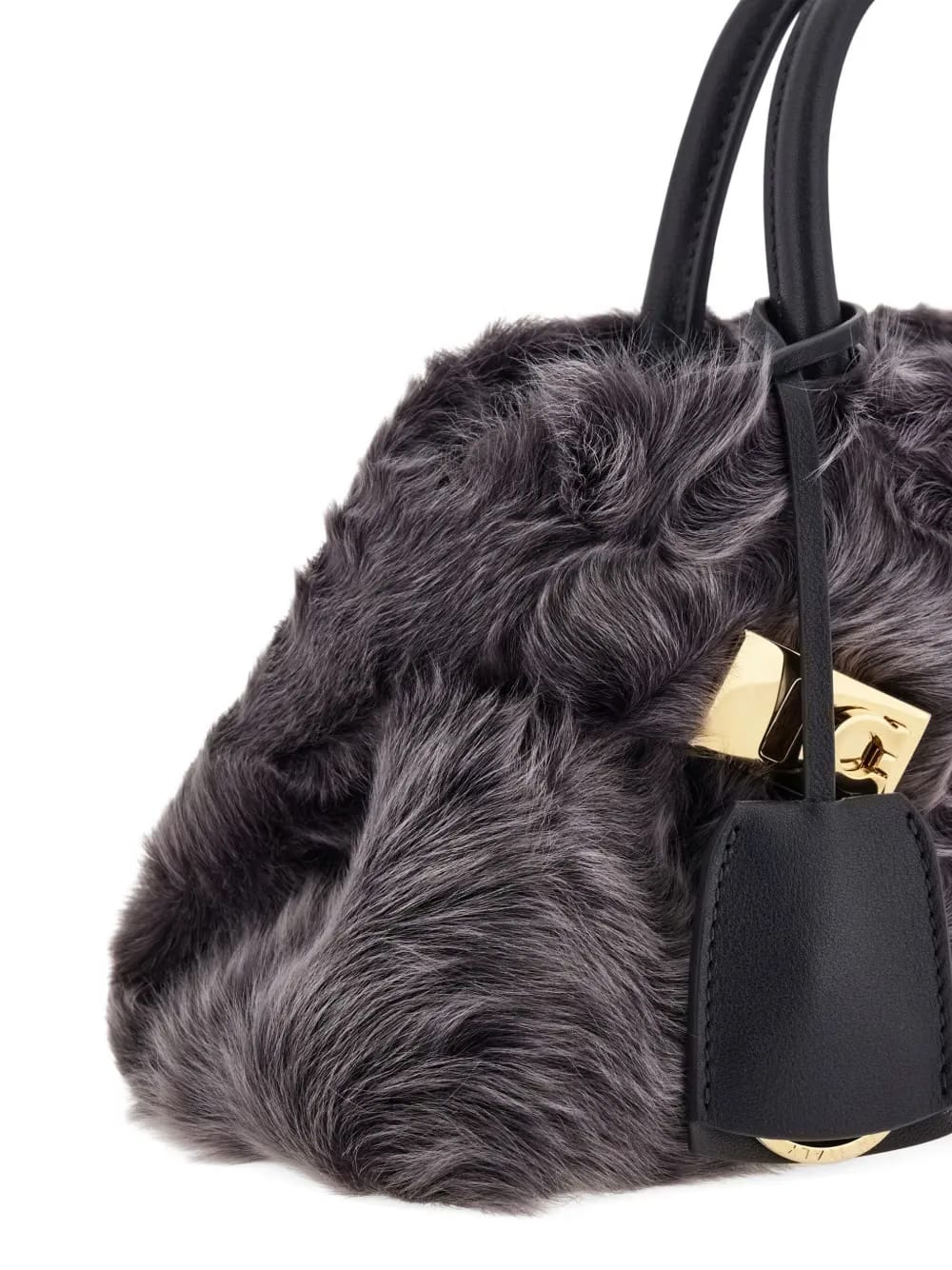 mini Hug shearling-front cross body bag