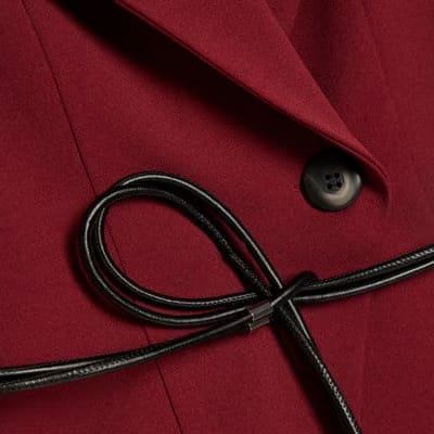 Red Sleeveless Belted Waistcoat