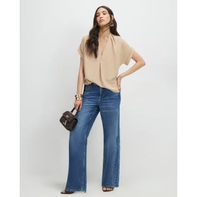 Brown Notch Neck T-Shirt