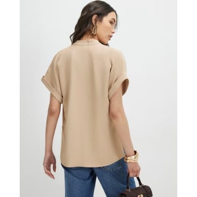 Brown Notch Neck T-Shirt