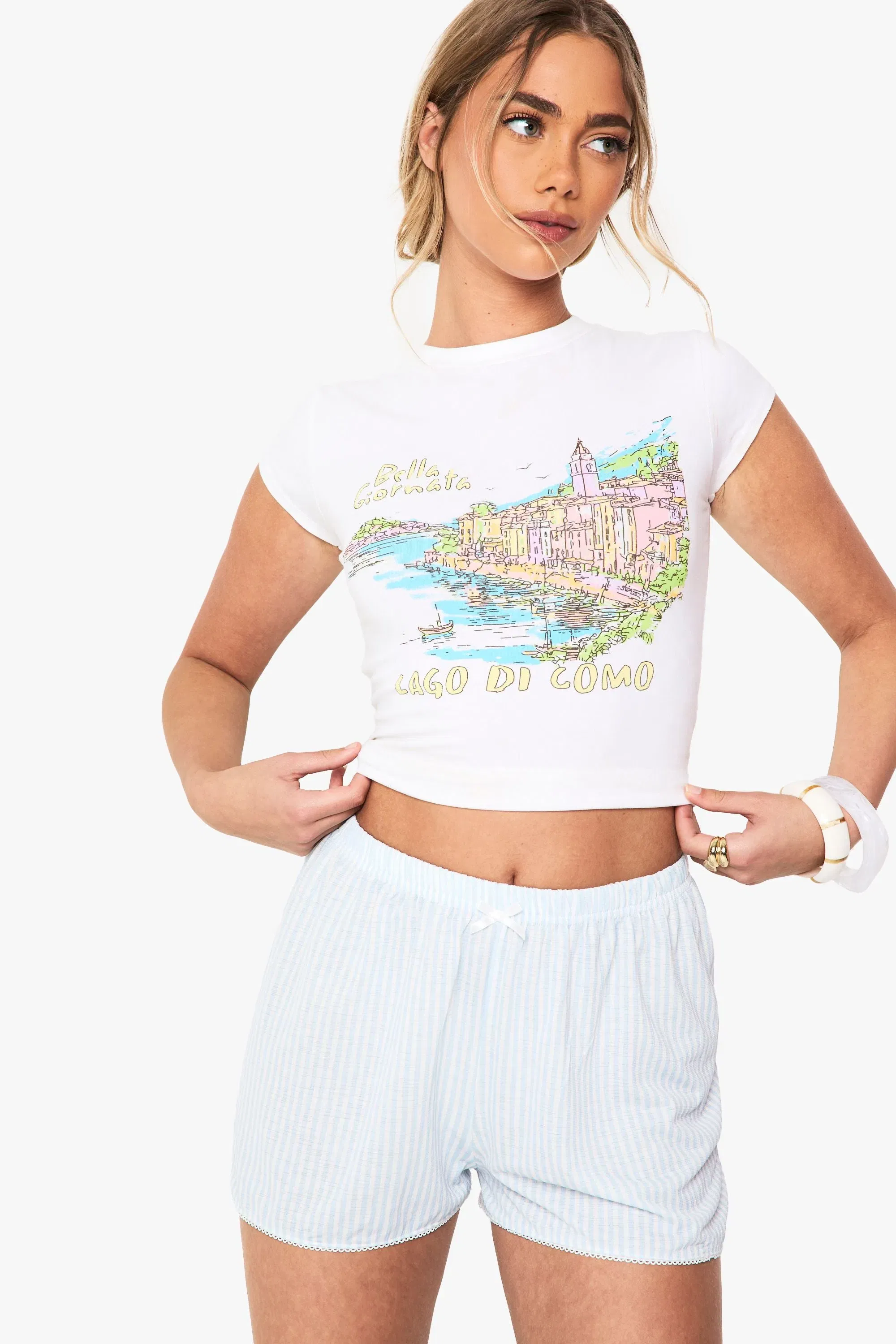 Stripe Print Textured Flippy Shorts