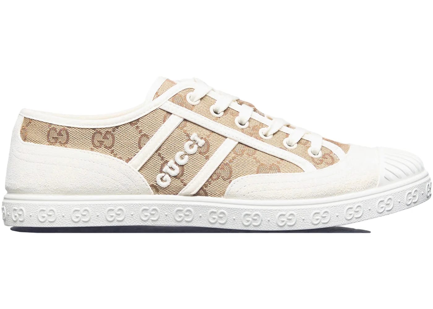 Gucci Gg Canvas Trainer White Beige Monogram Womens
