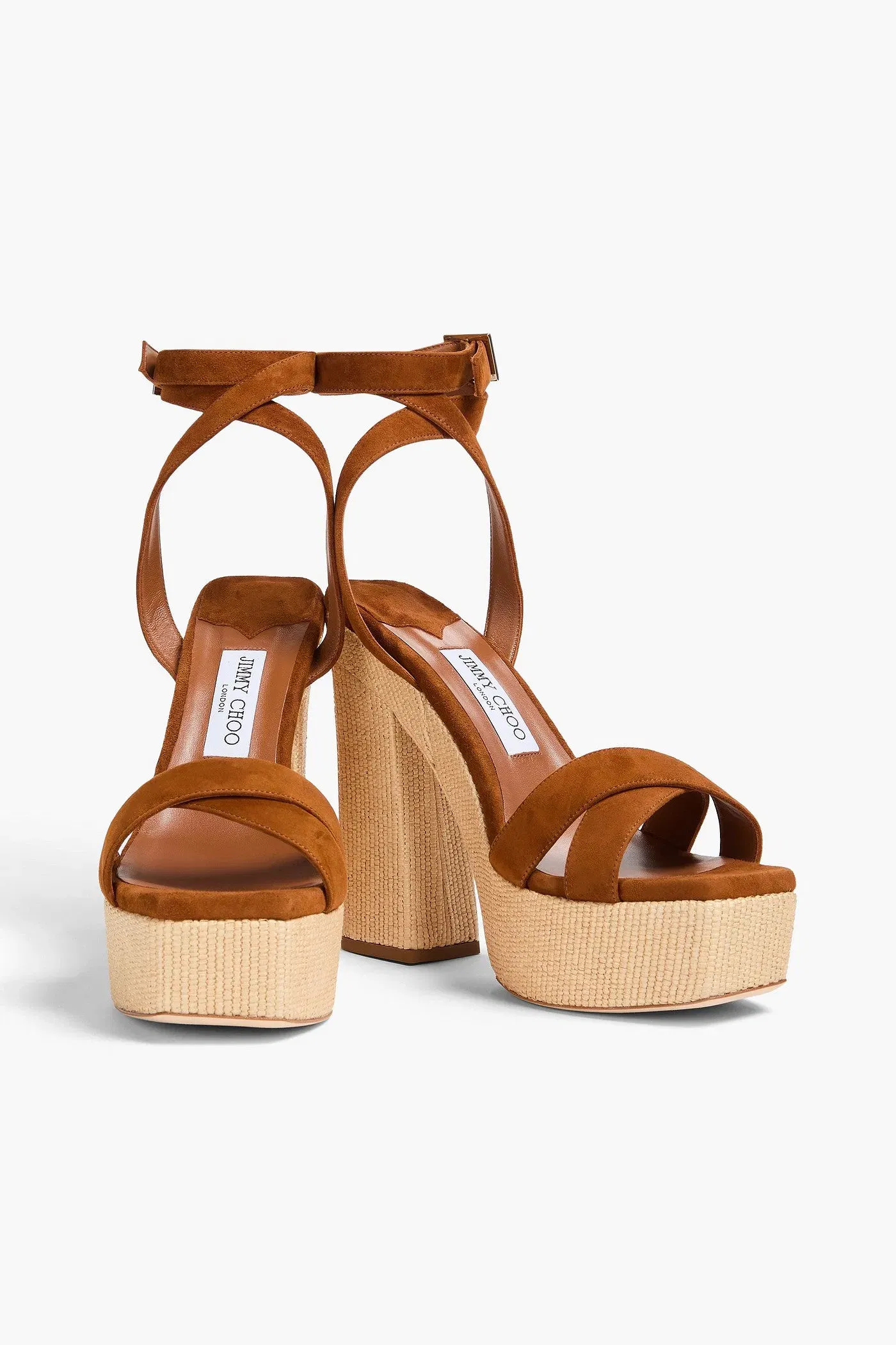 Jimmy Choo Suede Platform Sandals Tan Women's