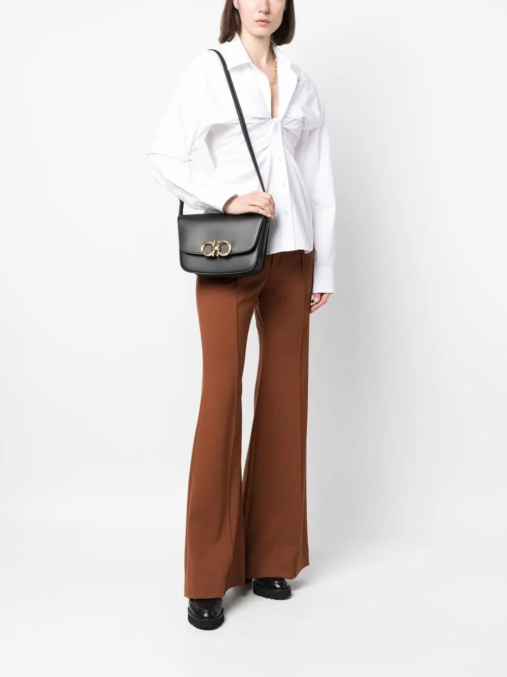 Gancini leather shoulder bag