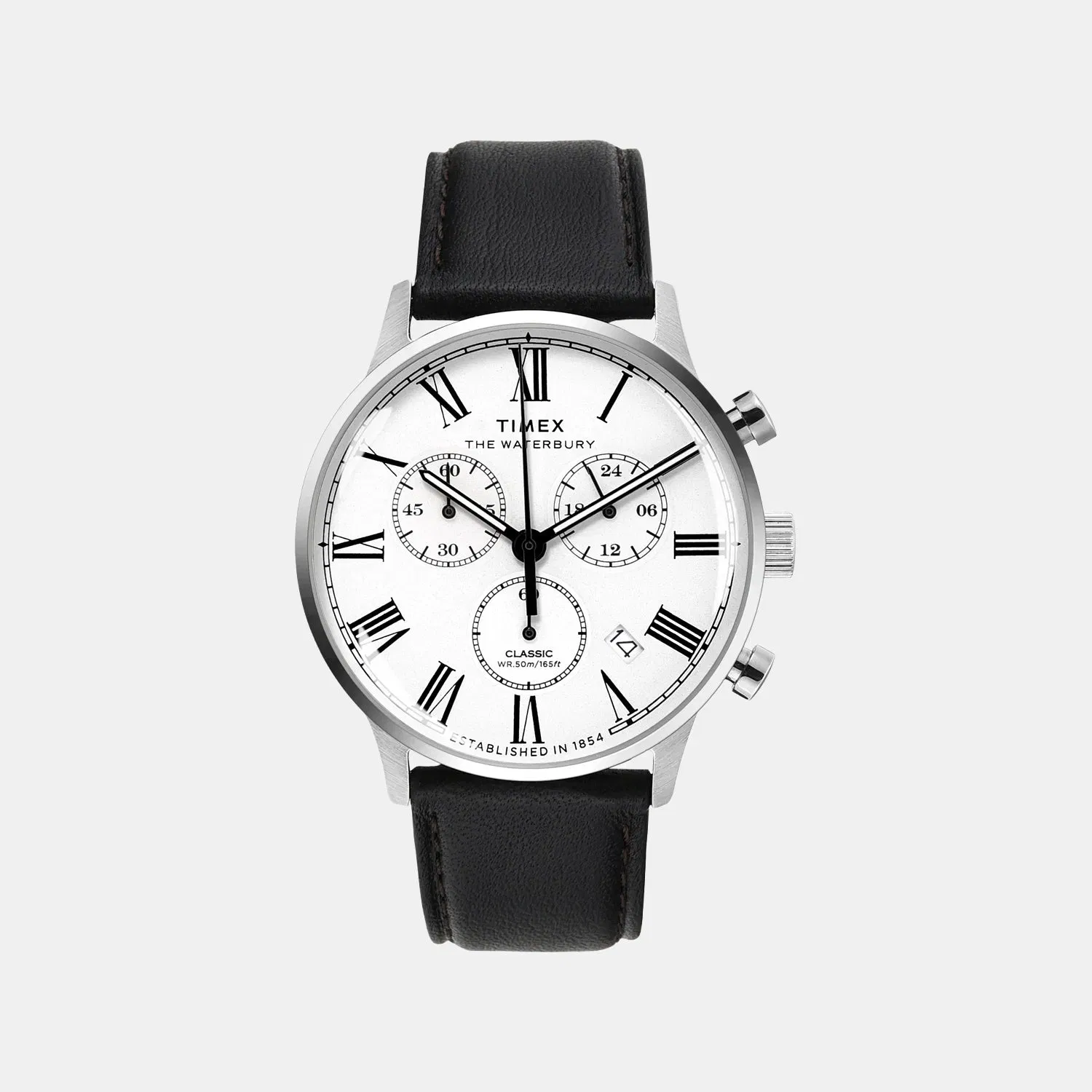 Timex Waterbury Men Quartz Dial Chronograph Leather Watch Tweg26600